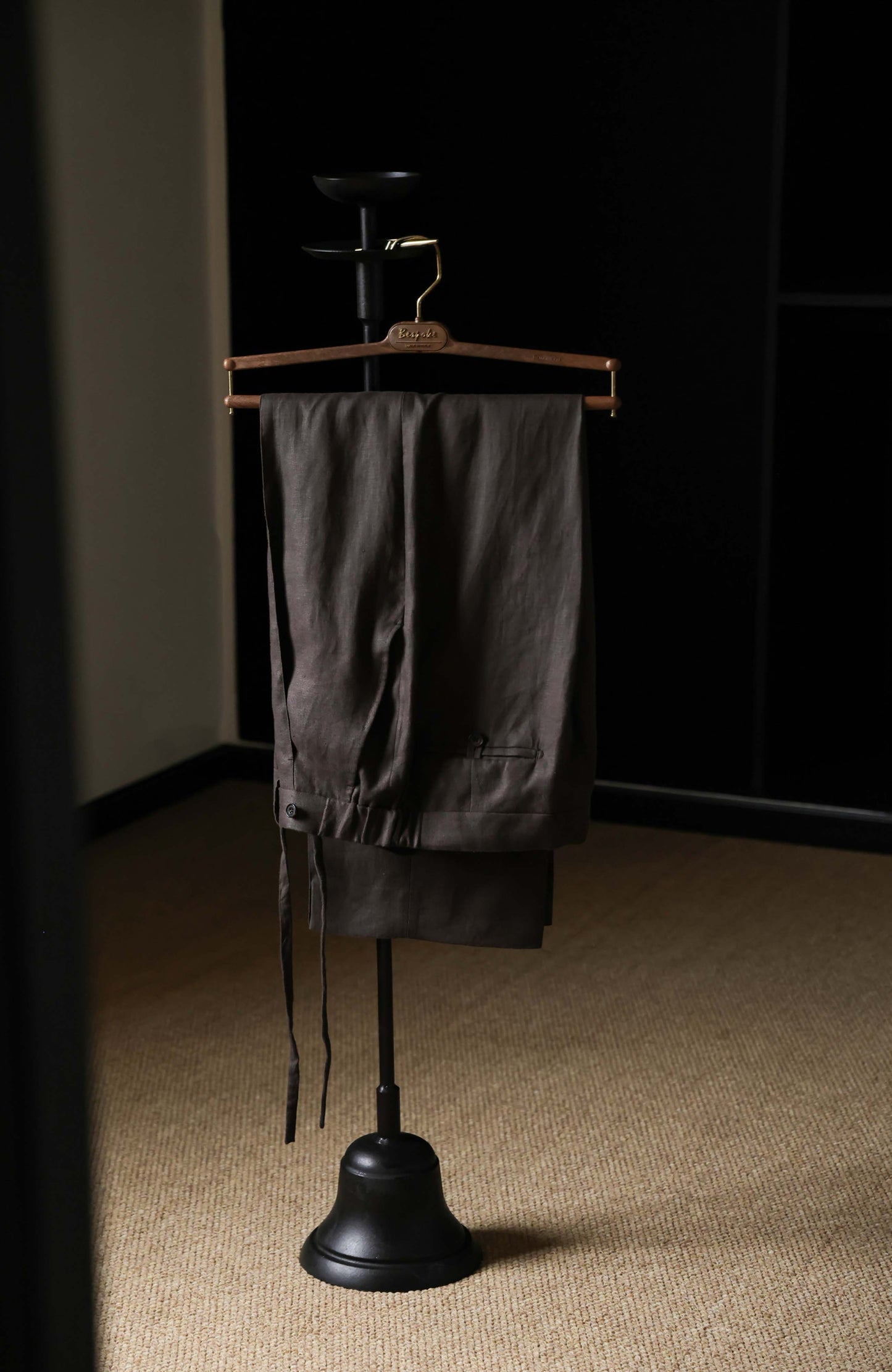 Hemp Wide-Leg Elasticated Waist with Drawstring Trousers — Driftwood Brown