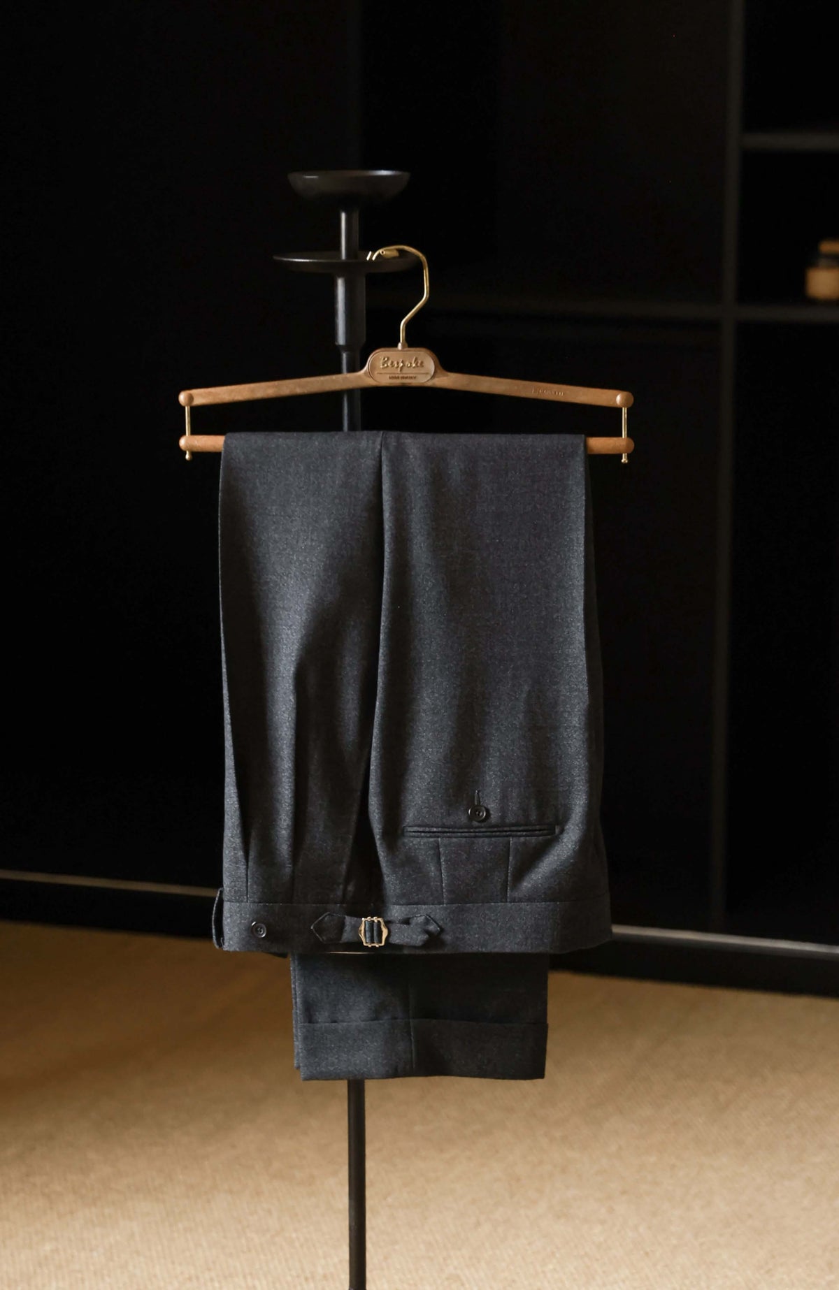 High-Waisted Straight-Leg Trousers with Side-Adjusters — Ridge Mist Grey