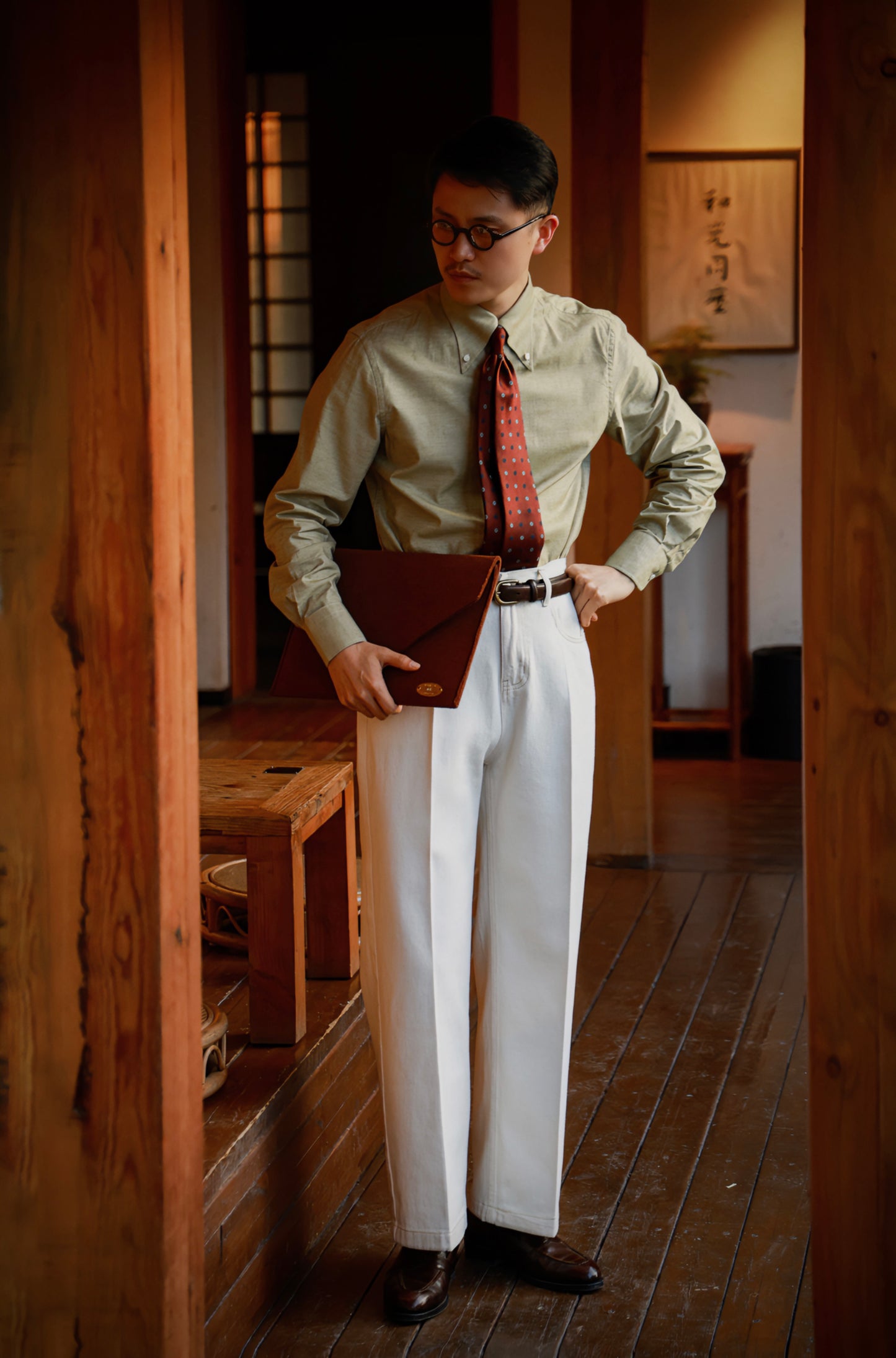 「Matcha Green Flannel」Button-down Collar Shirt