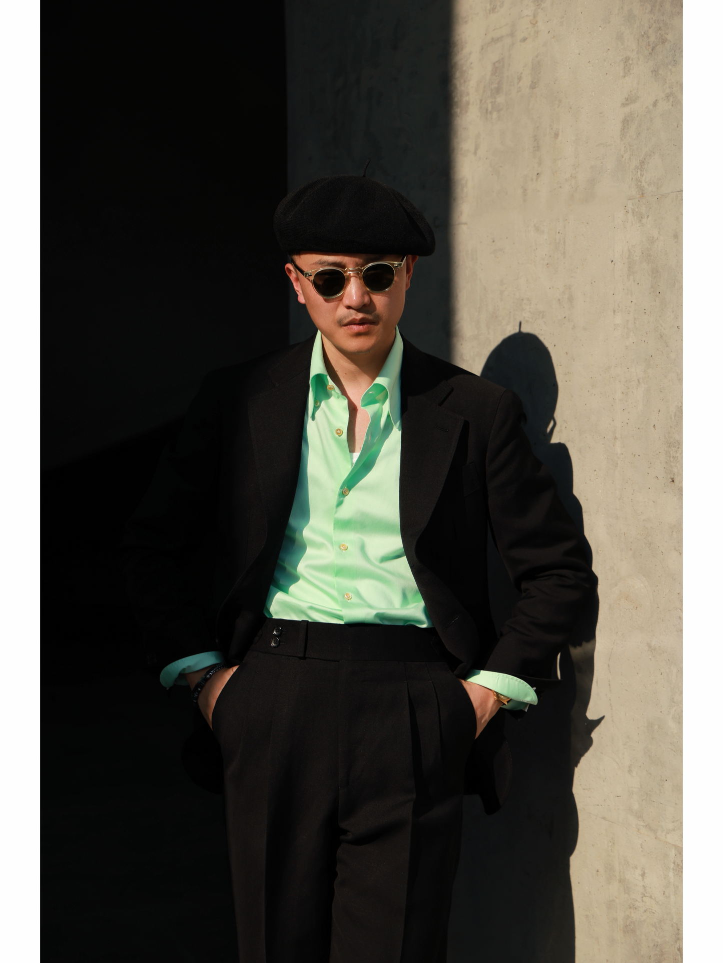 「Midnight Cavalier」Italian-style Half-canvass Heavyweight Wool- Linen Blend Suit Jacket