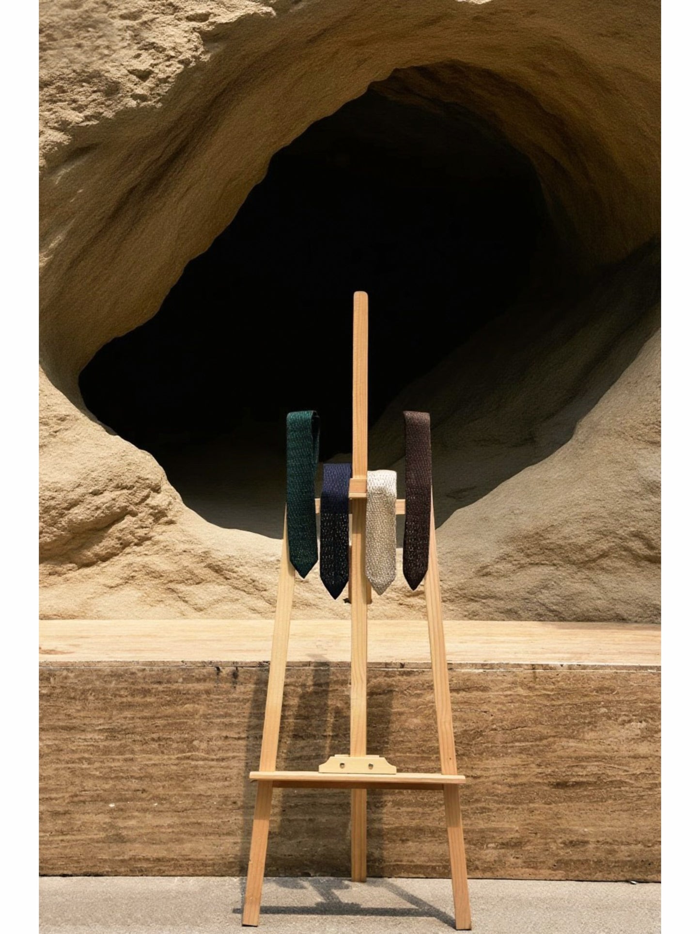 「Perforated Stone Series」Openwork Knit Academic Business Tie 100% Mulberry Silk