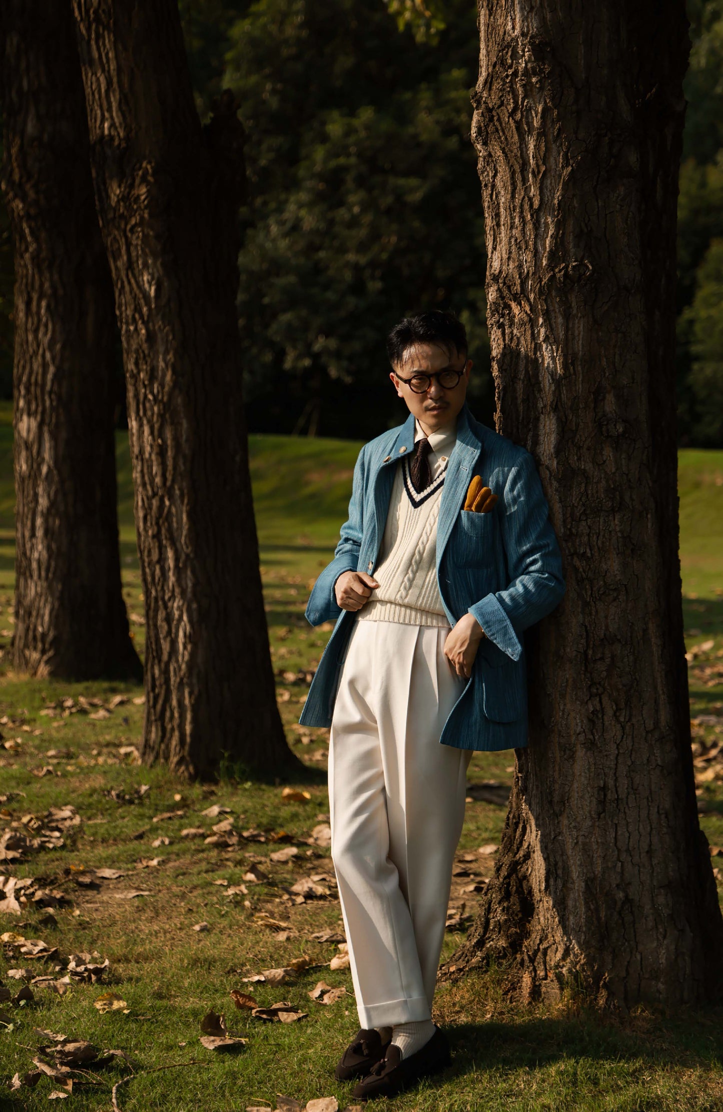 Wool-Linen Teba Field Jacket — Picasso Blue