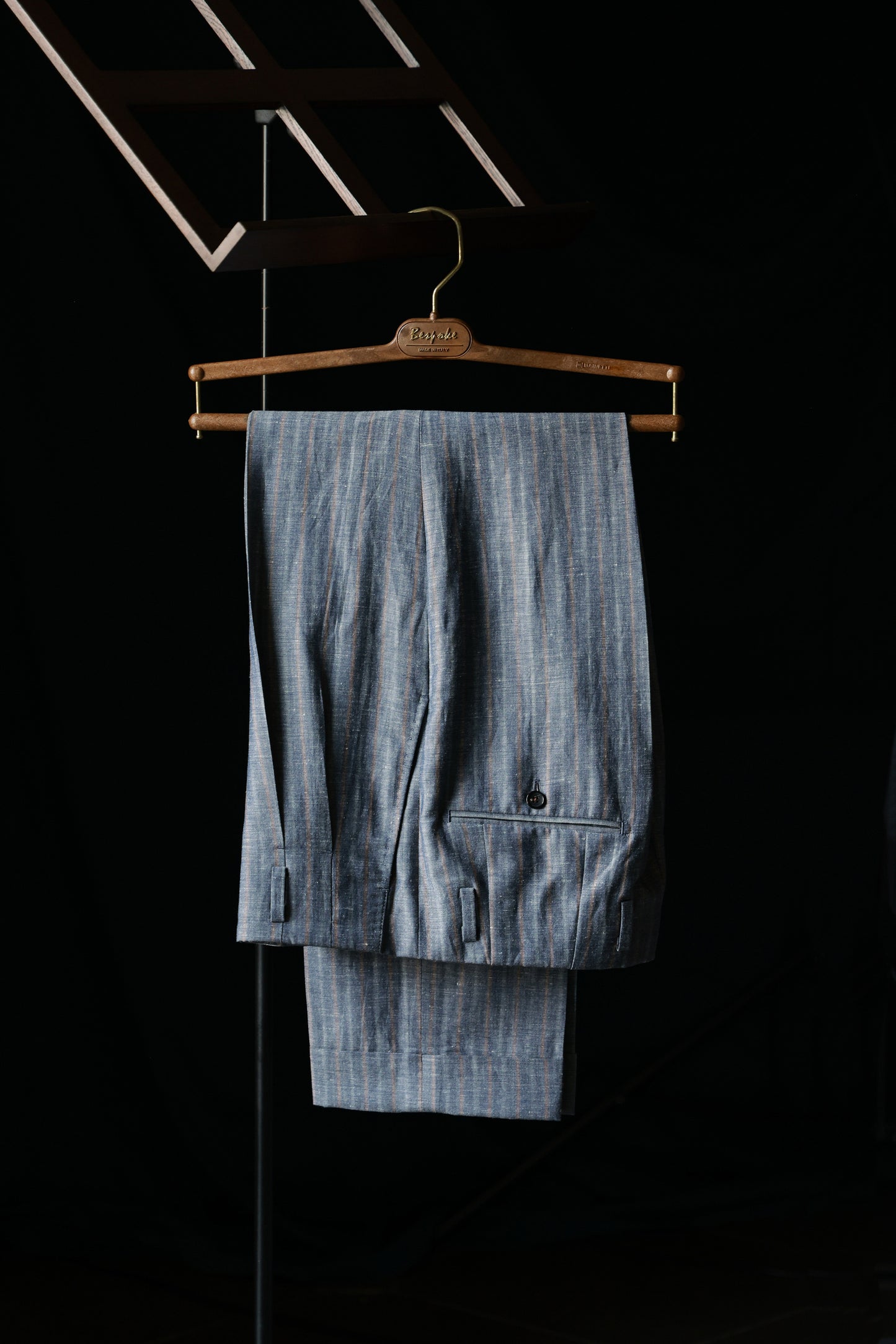 Suit Trousers with Hollywood-Waist and High-Waisted Double-Pleated — Blue& Grey