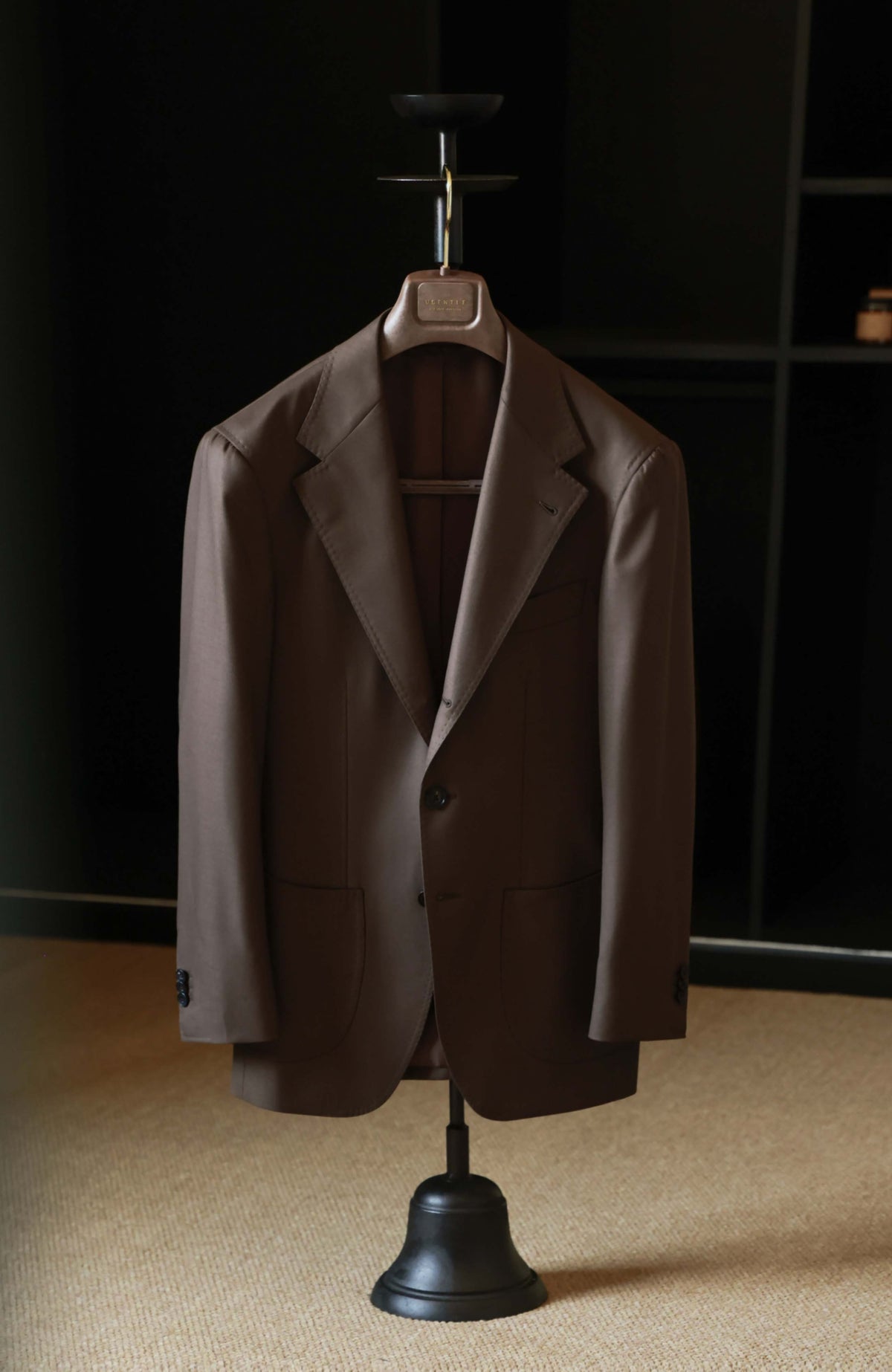 100% Merino Wool Half-Canvas Single-Breasted Suit Jacket — Burnt Umber Autumn Check