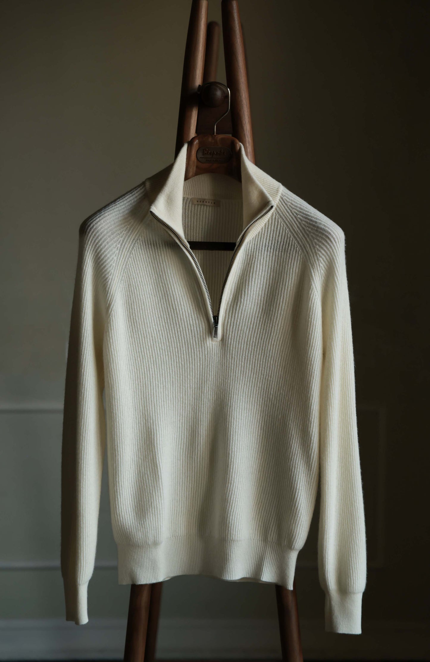 Half-Zip Wool-Cashmere Mock Neck Sweater — Off White