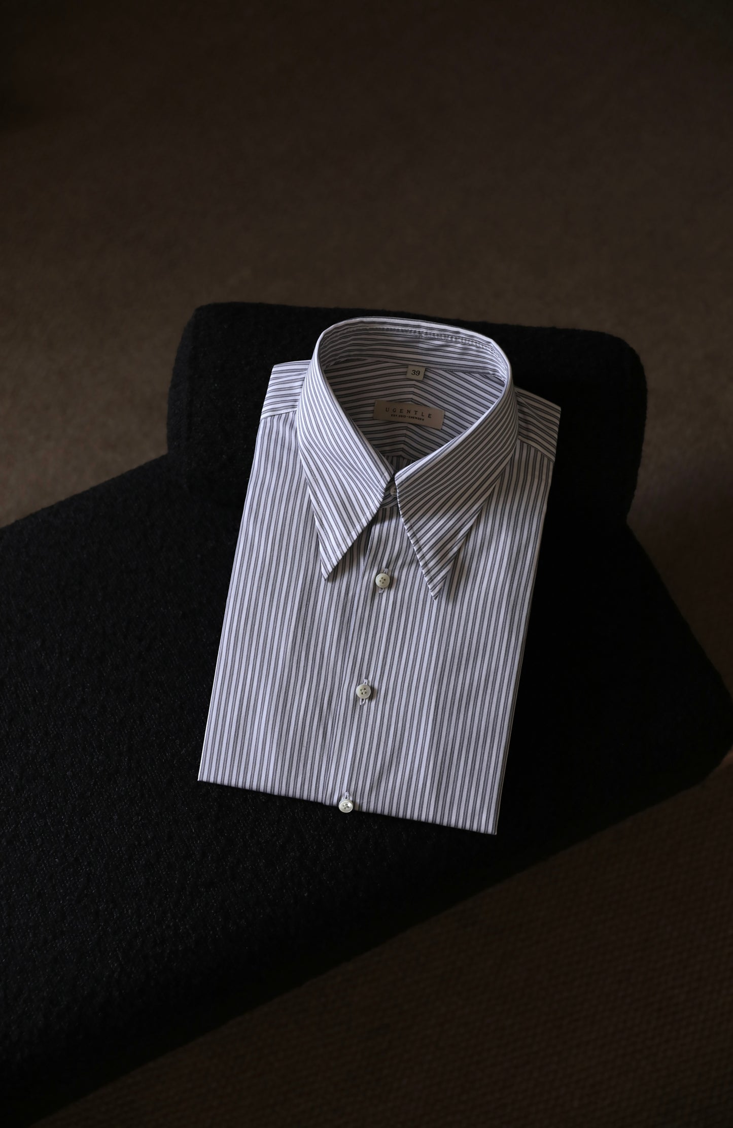 CANCLINI Cotton Handcrafted Long Point Collar Shirt — Como Mist Grey