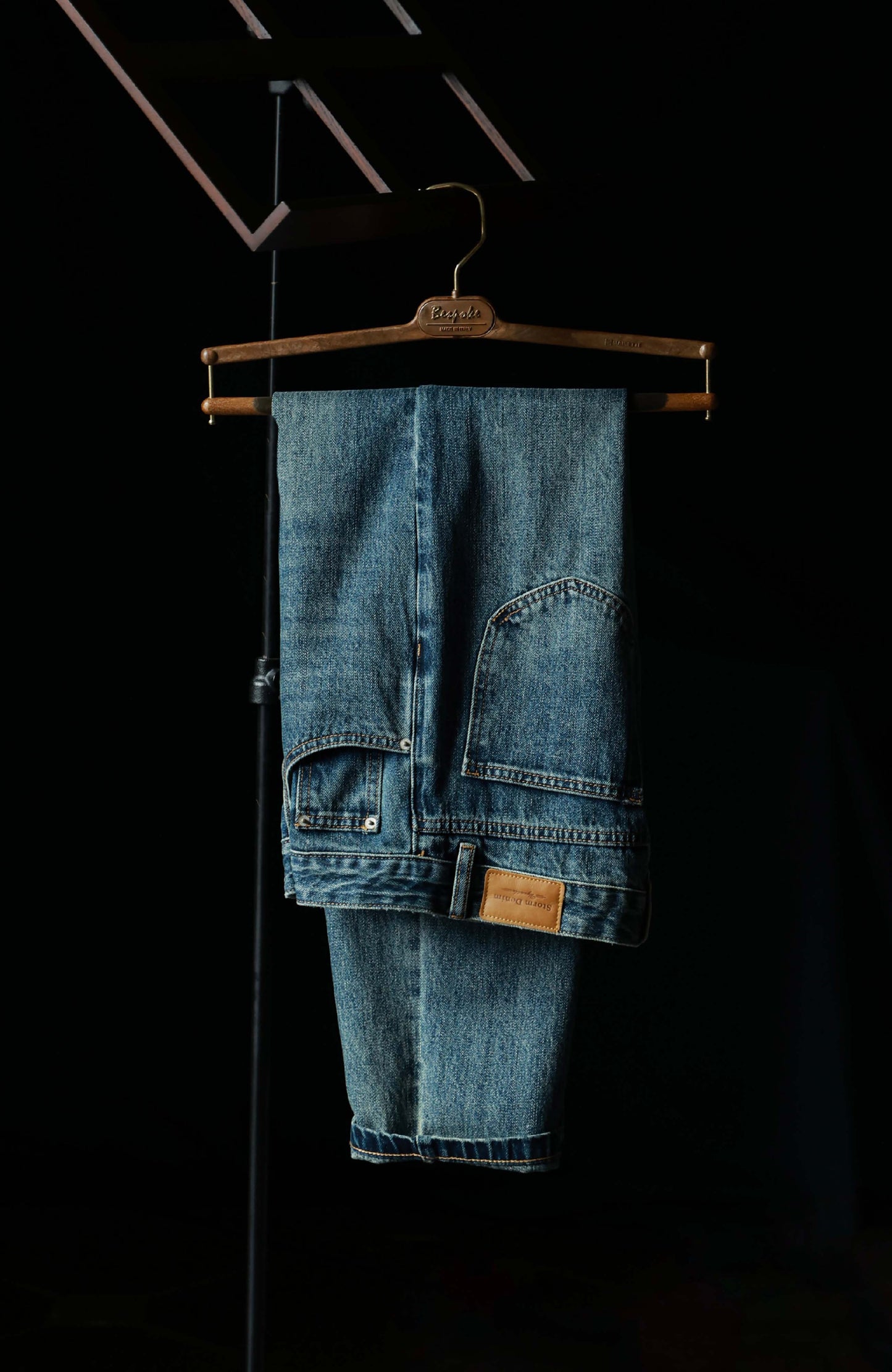 Mid-High Waisted Casual Trousers — Faded Denim Blue