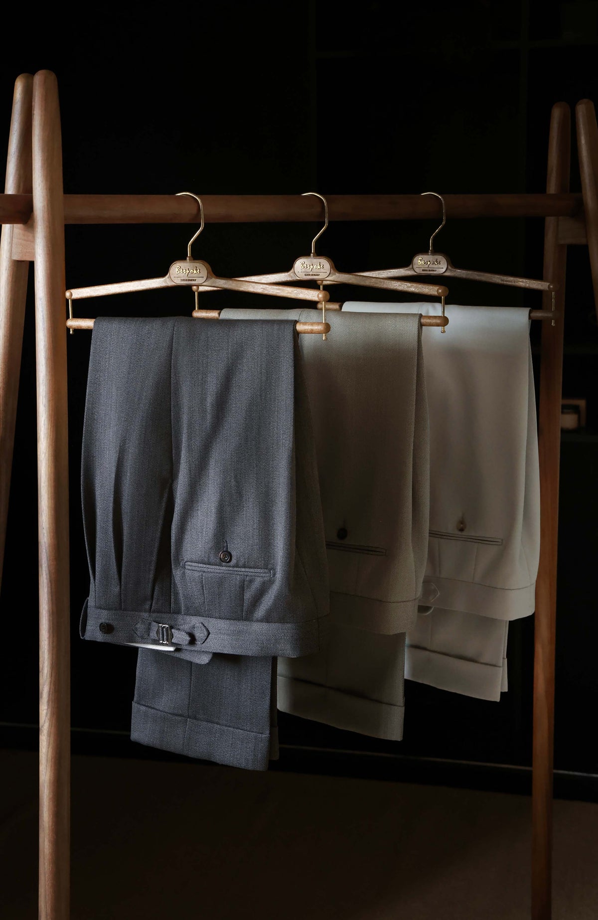 Heavyweight Cavalry Twill Wool High-Waisted Suit Trousers with Side-Adjusters — Cool Taupe