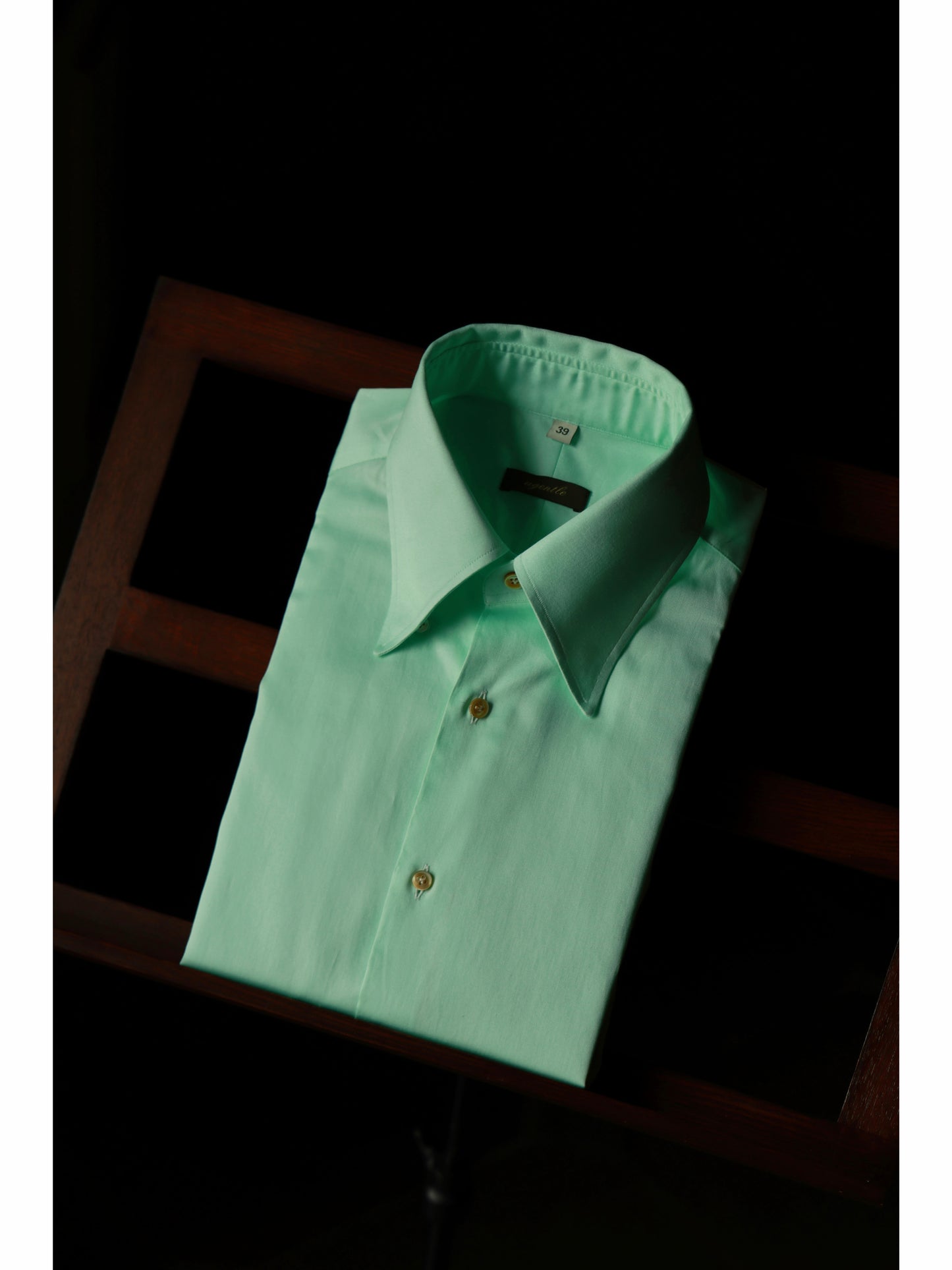 Handcrafted Wide Spread Collar Shirt — Mist Lime