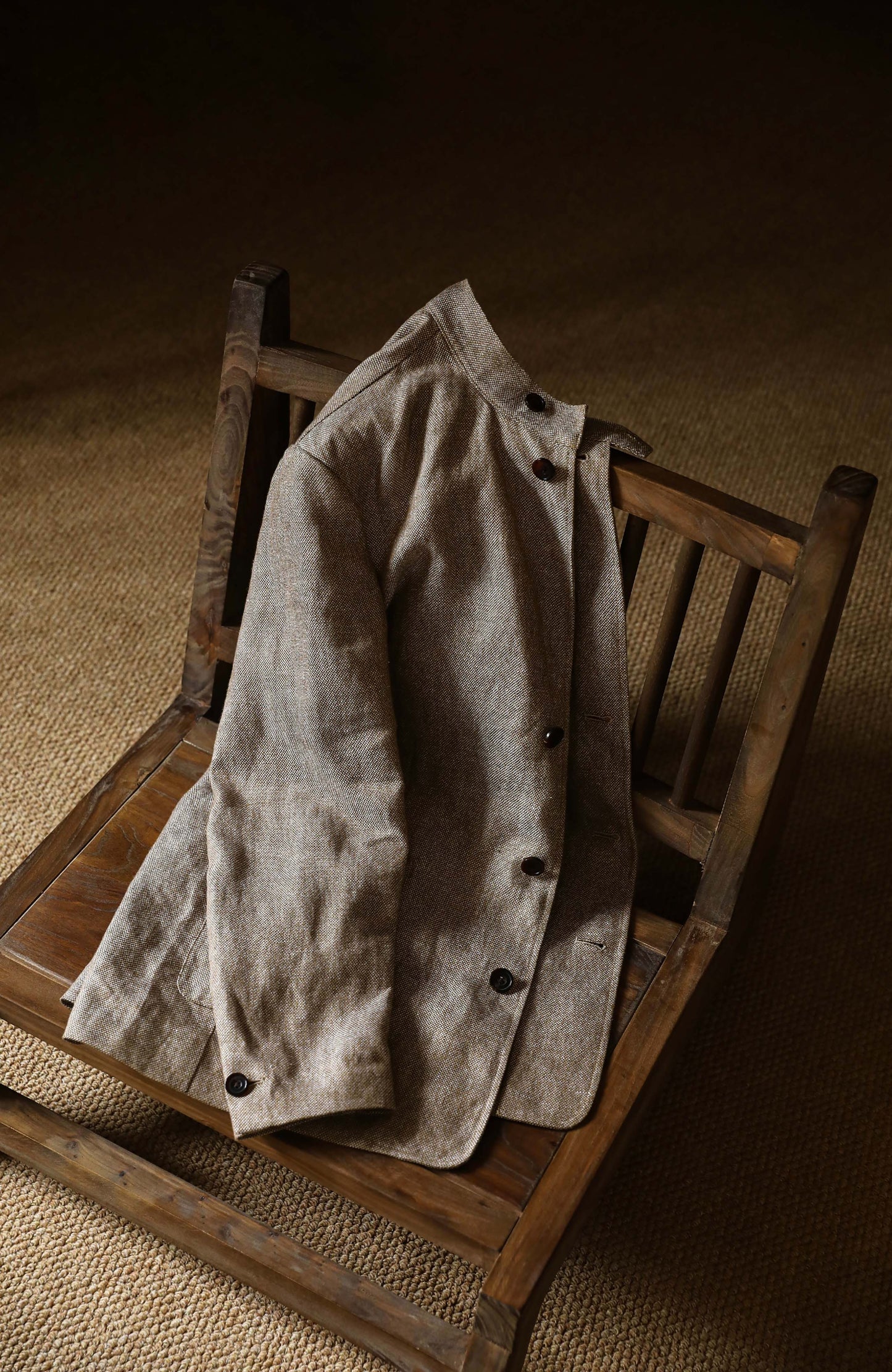 Non-Structured Heavyweight Linen Earl Jacket — Dune Beige