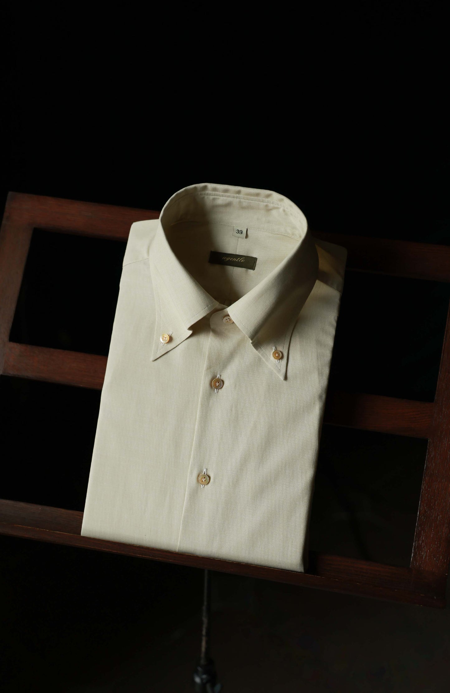Handcrafted Button-down Collar Pure-Cotton Shirt — Oatmeal / Butter Yellow