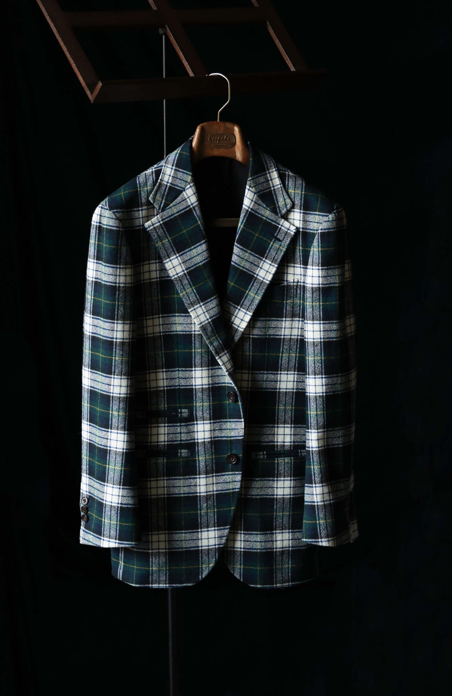 MOON Full-Canvas Single-Breasted Tweed Suit Jacket — Forest Green Check