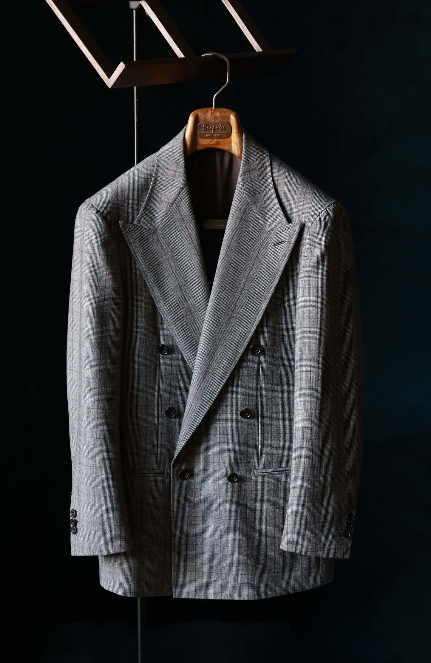 Half-Canvas Double-Breasted Flannel Suit Jacket — Prince of Wales Check