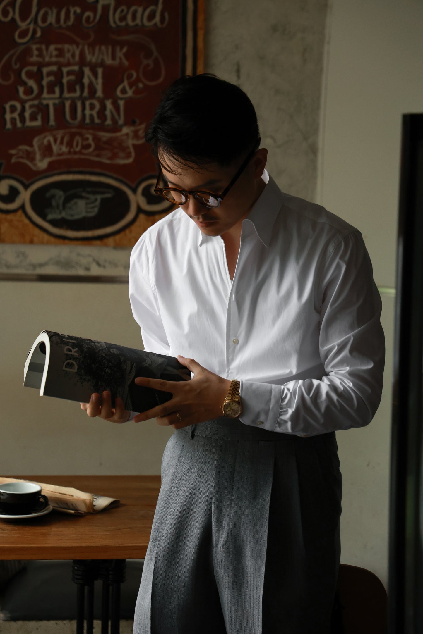 「Mist white」One-piece Collar Shirt