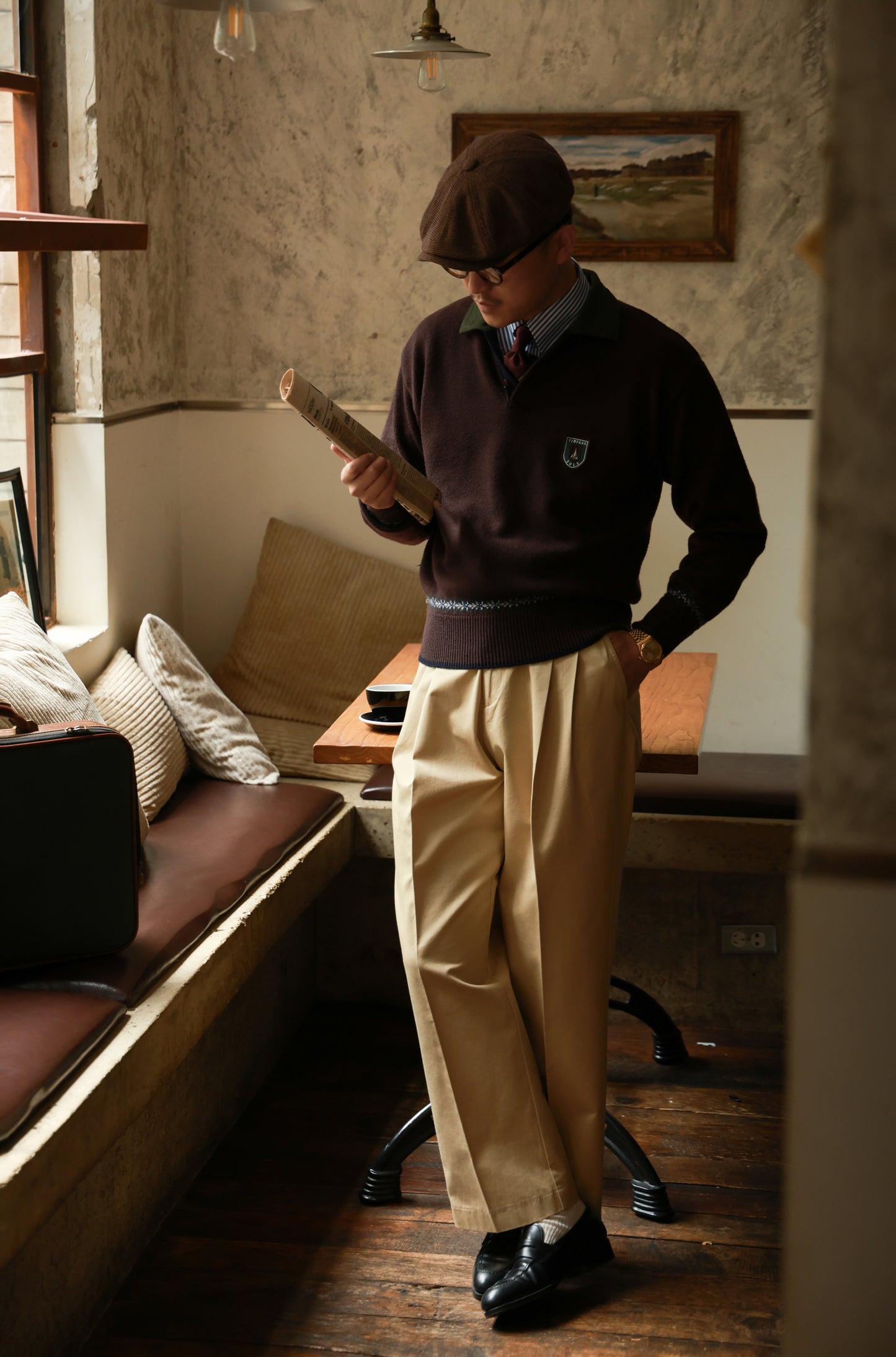 「Wheat-Rick Yellow」High-Waisted Wide-Leg Gurkha Pants