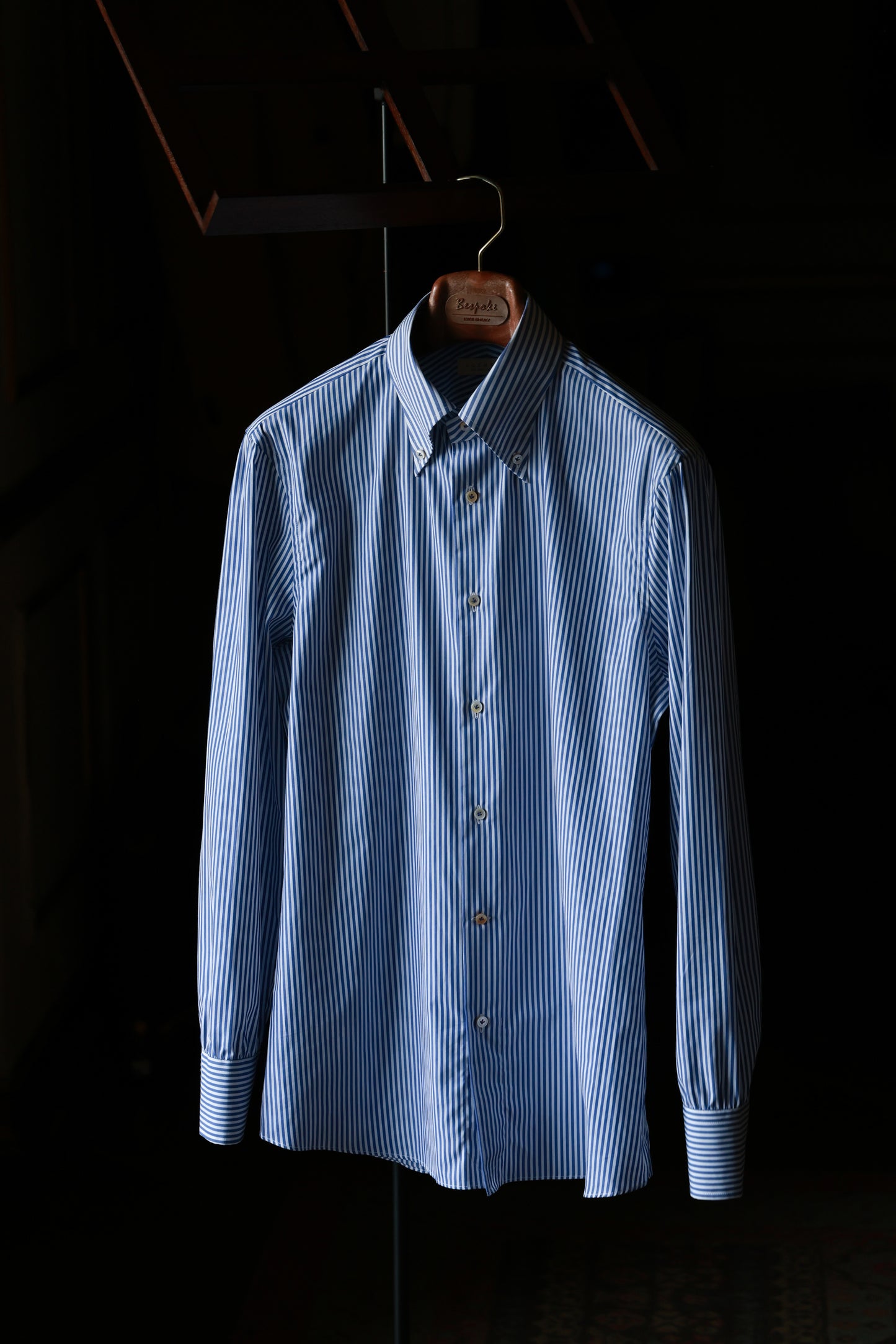 Button Down Collar Shirt — Blue Pencil Stripe