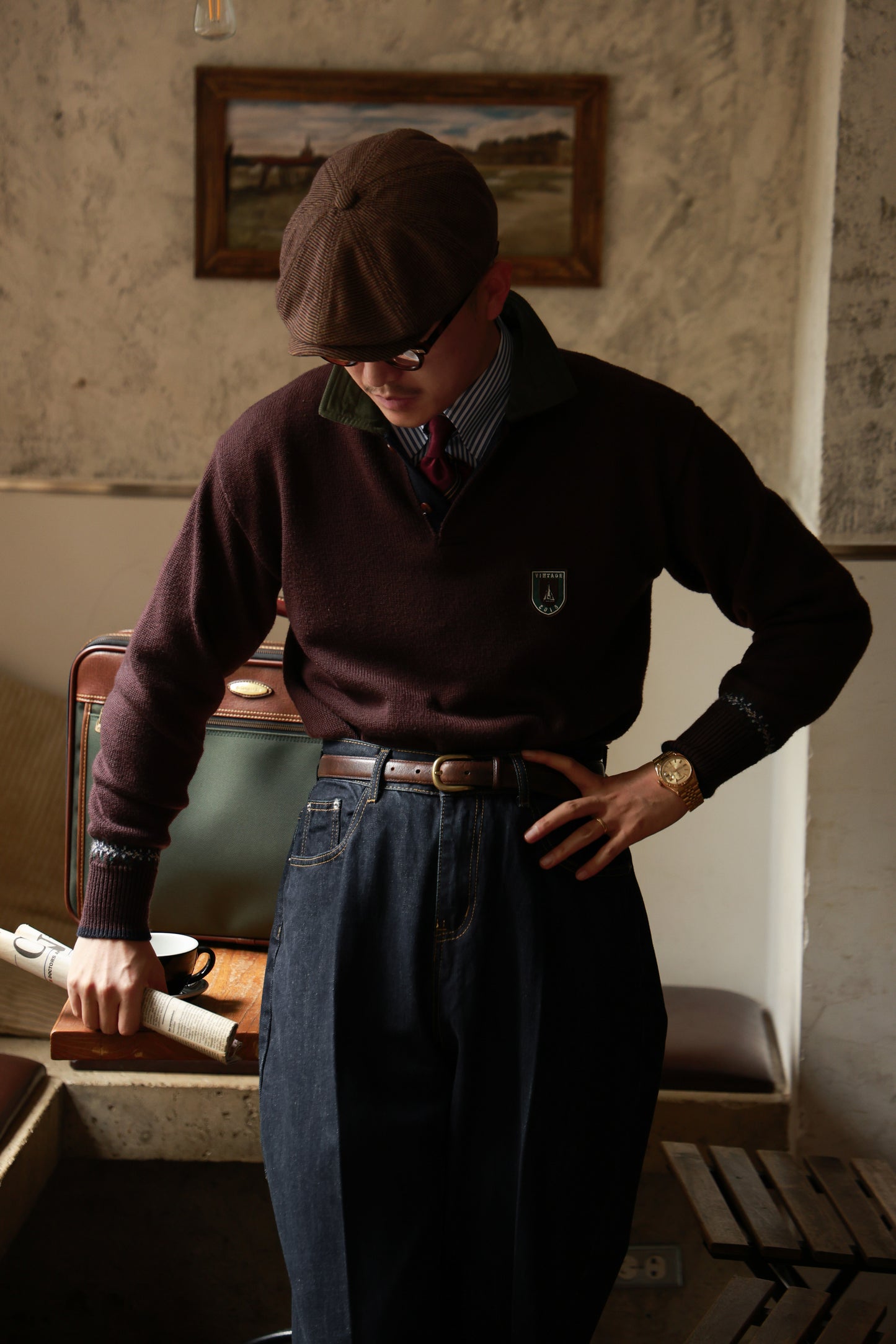 「Christmas Pinecone」Polo collar Sweater