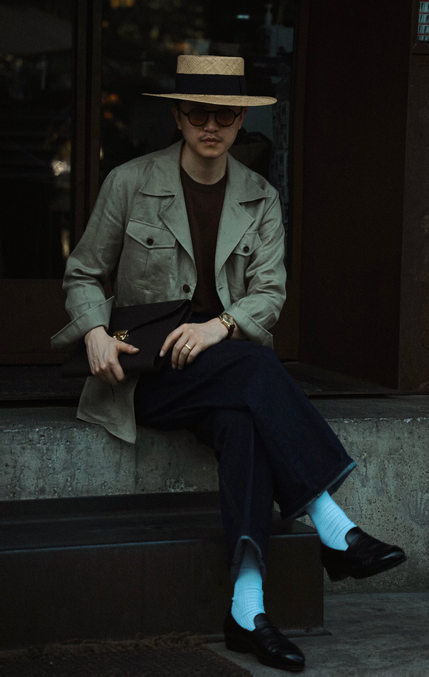 「Rikyu Tea」Linen Without-Lining Safari Jacket