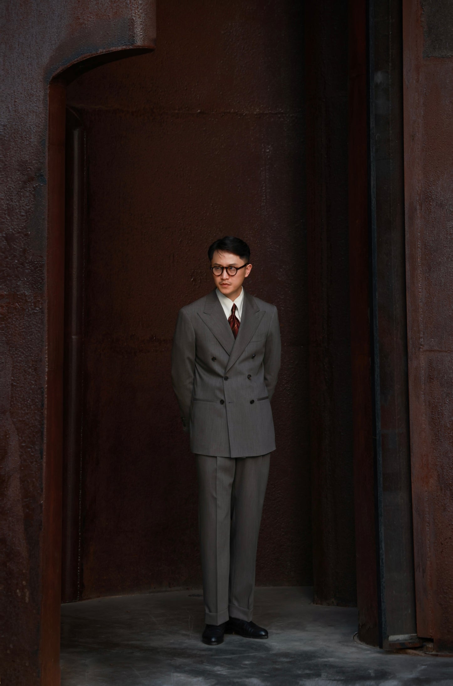 「Tea Grey Barleycorn」Suit Trousers