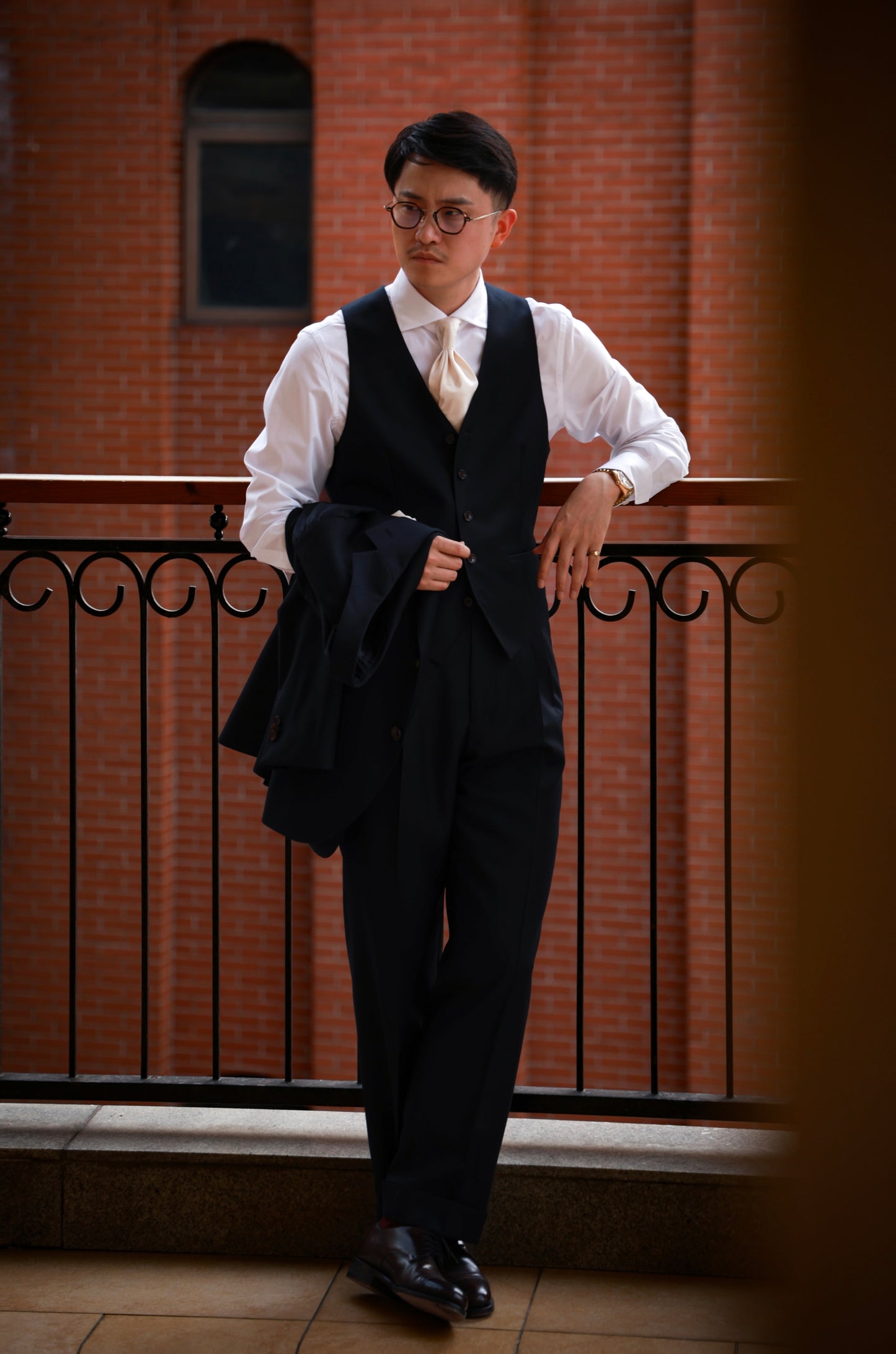 「Midnight Blue」Suit Trousers with Parisian Side Adjusters