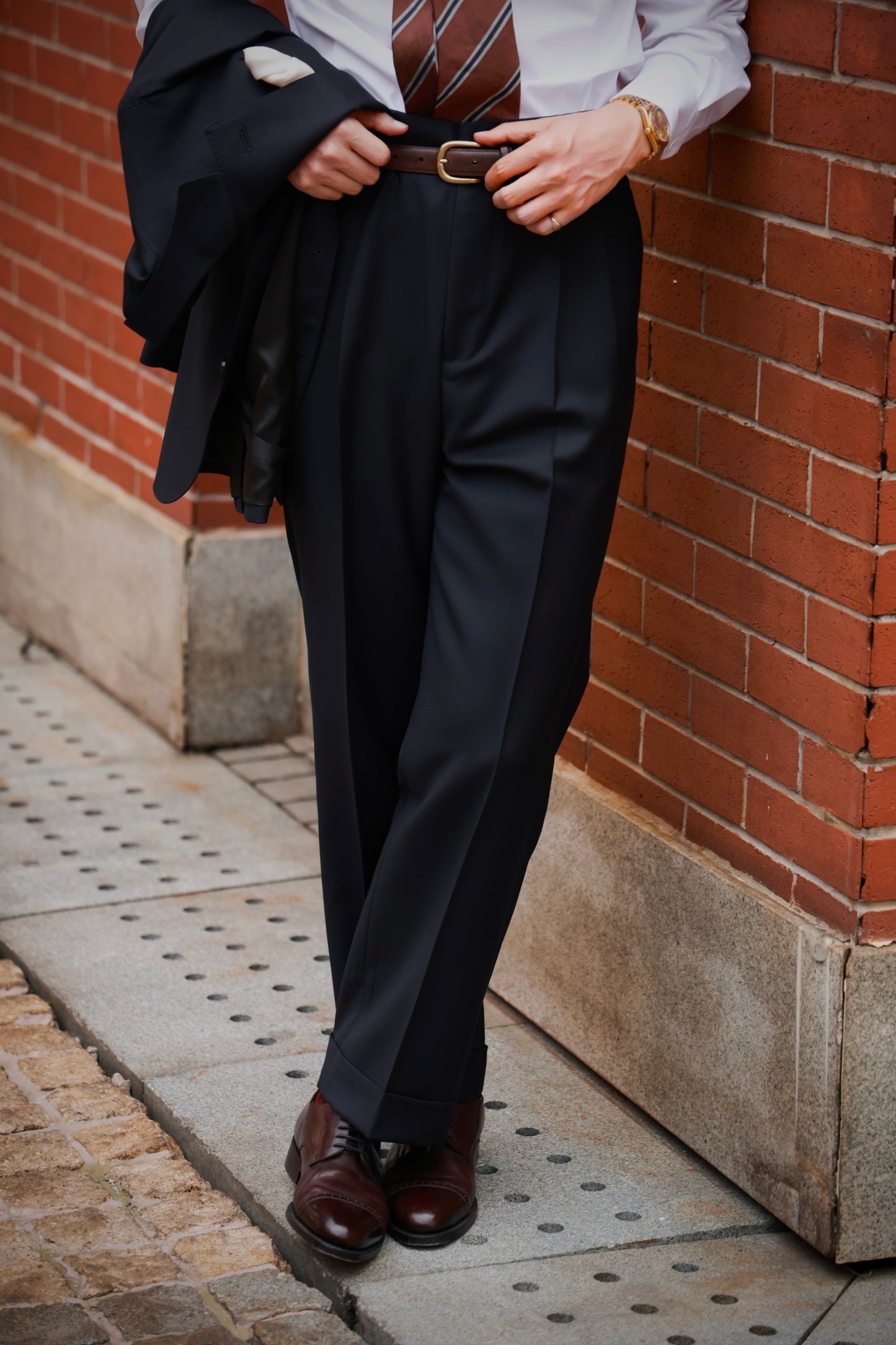 「Midnight Blue」Hollywood-Waist Suit Trousers