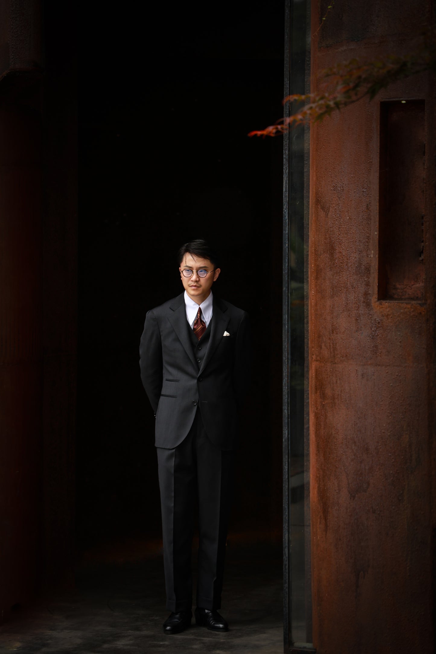 「Wilderness Grey」Suit Trousers with Parisian Side Adjusters