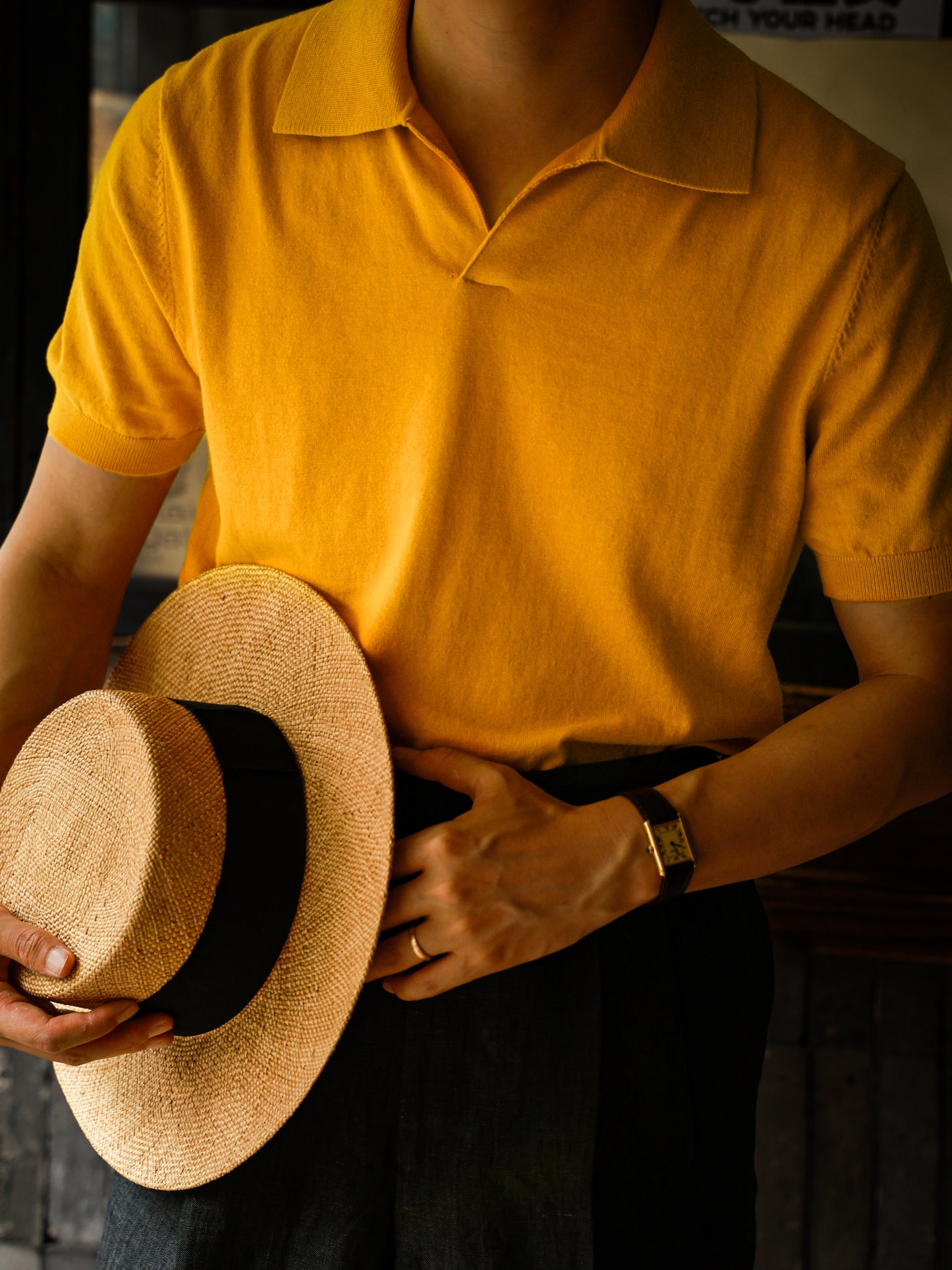 Cotton/Cashmere Classic Polo Amber Gold