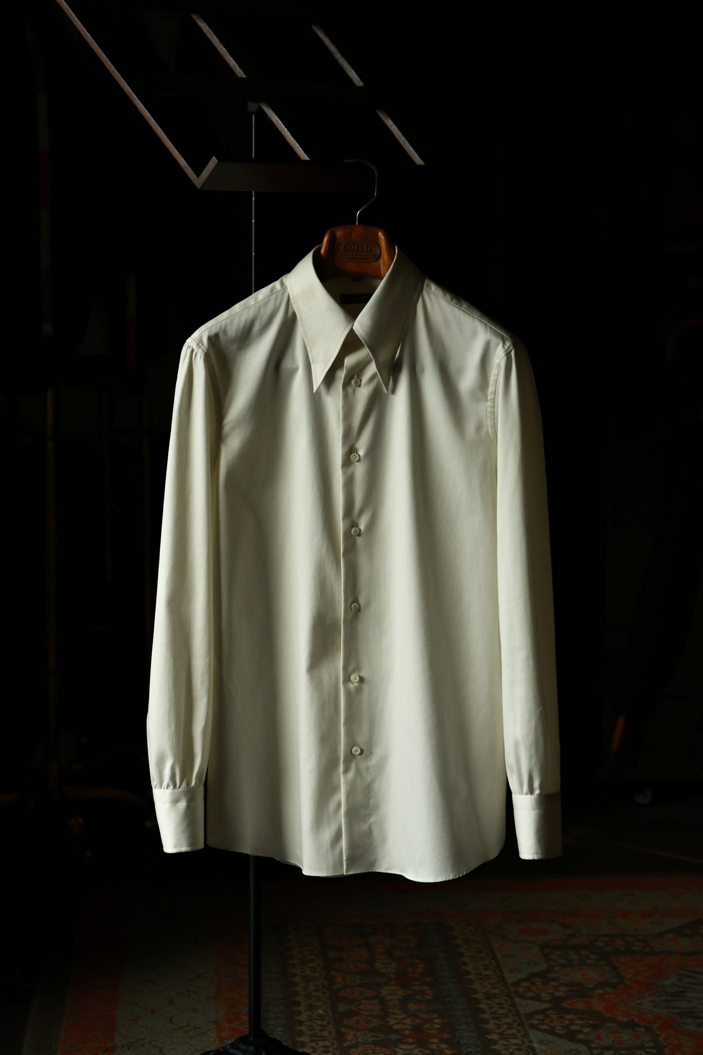 Long Point Collar Shirt — Pearl White