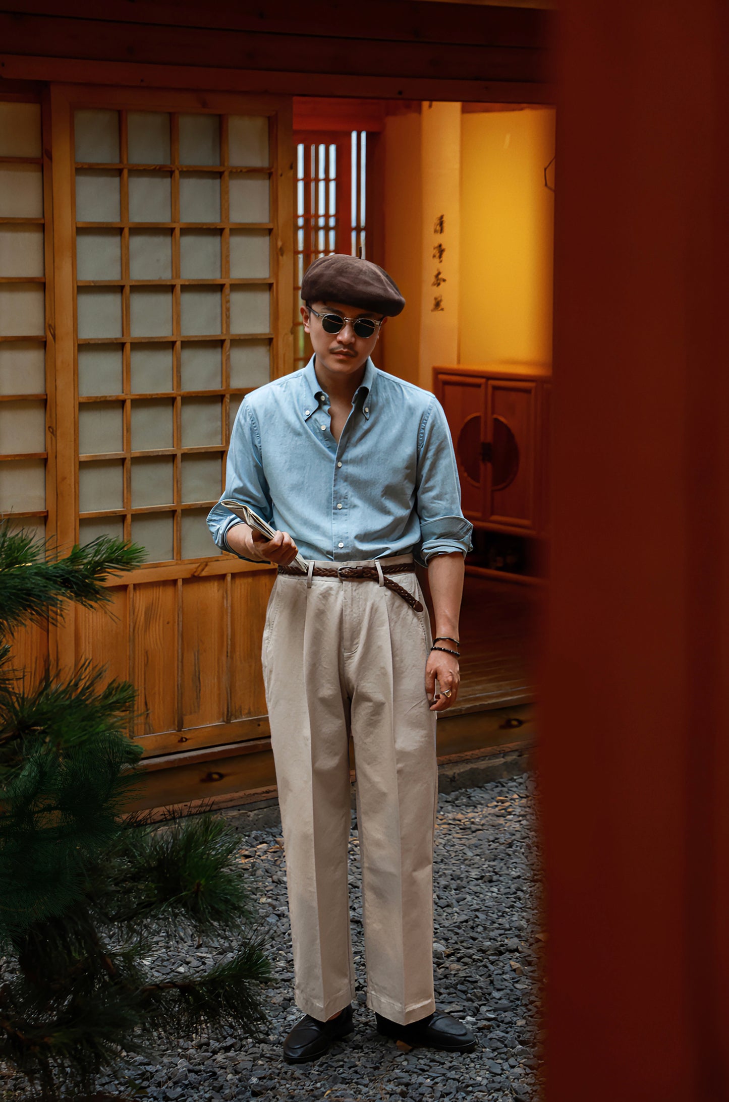 「Elegant Black」Deer Leather Pebble Grain Penny Loafer