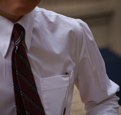 「Elegant White」Hidden Button Collar Shirt