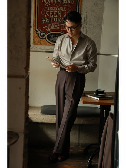 「Vintage Latte」Spread Collar Shirt