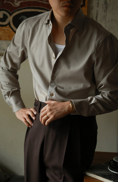 「Vintage Latte」Spread Collar Shirt