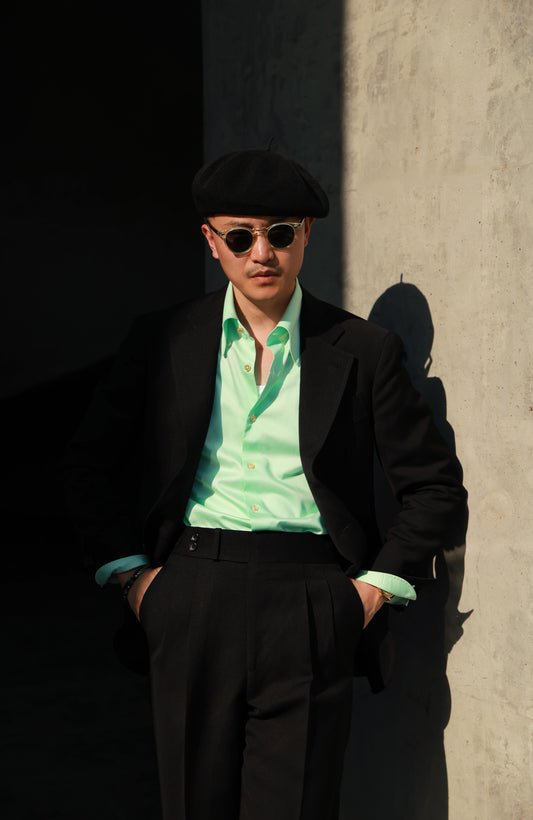 「Midnight Cavalier」Italian-style Half-canvass Heavyweight Wool- Linen Blend Suit Jacket