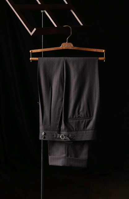 High-Waisted Suit Trousers with Parisian Side Adjusters — Timeless Brown