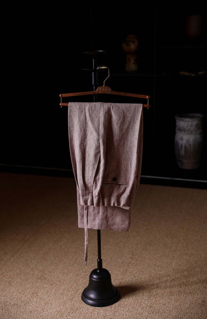 Heavyweight Linen Elasticated Waist with Drawstring Trousers — Terracotta Sand