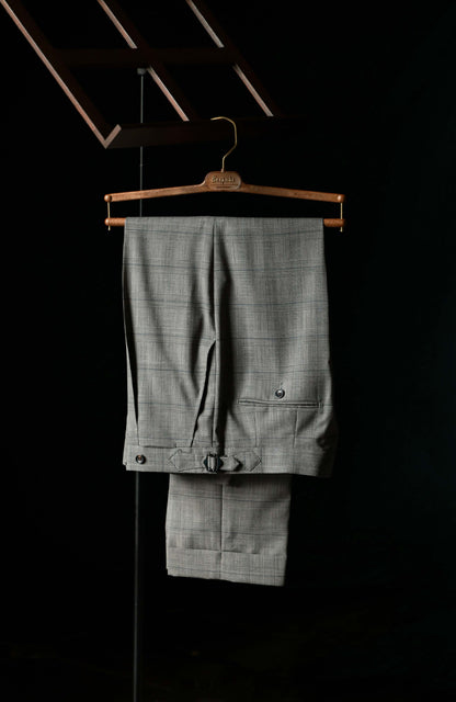 Suit Trousers with Parisian Side Adjusters and High-Waisted — Prince of Wales Check