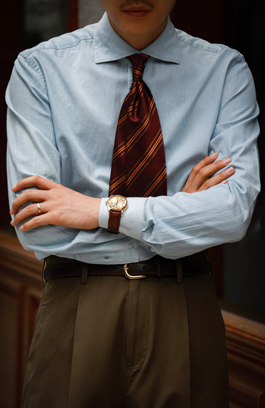 Wide-Spread Collar Shirt — Washed Denim