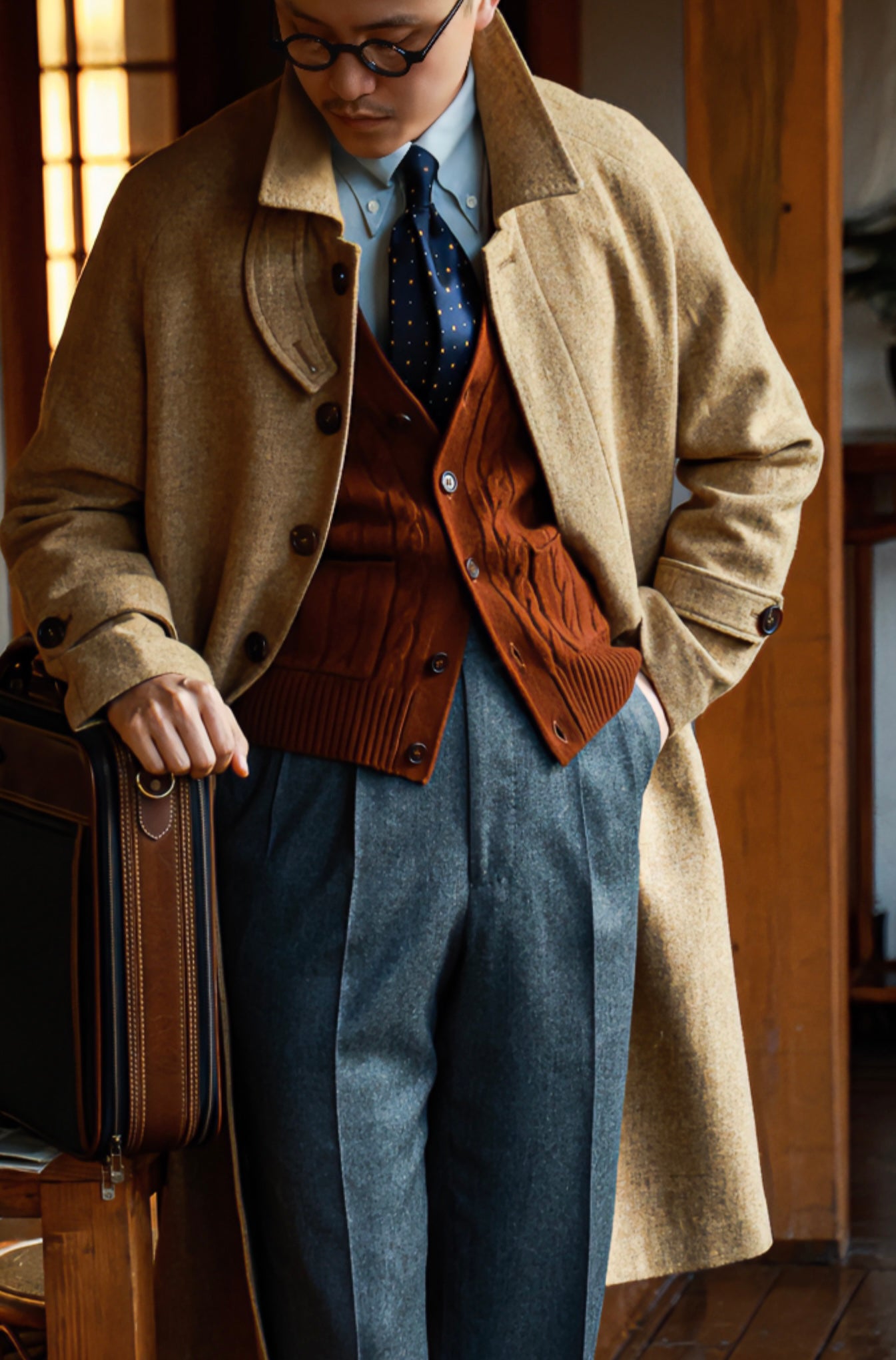 "Wheat Dunes" raglan sleeve Balmark coat 