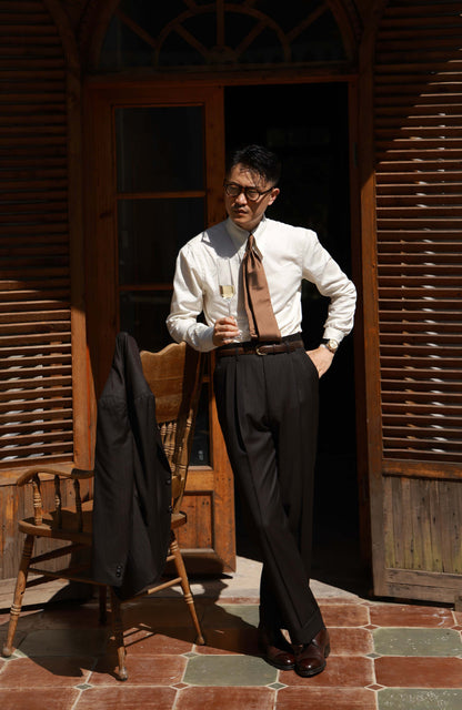 High-Waisted Suit Trousers with Hollywood-Waist — Timeless Brown