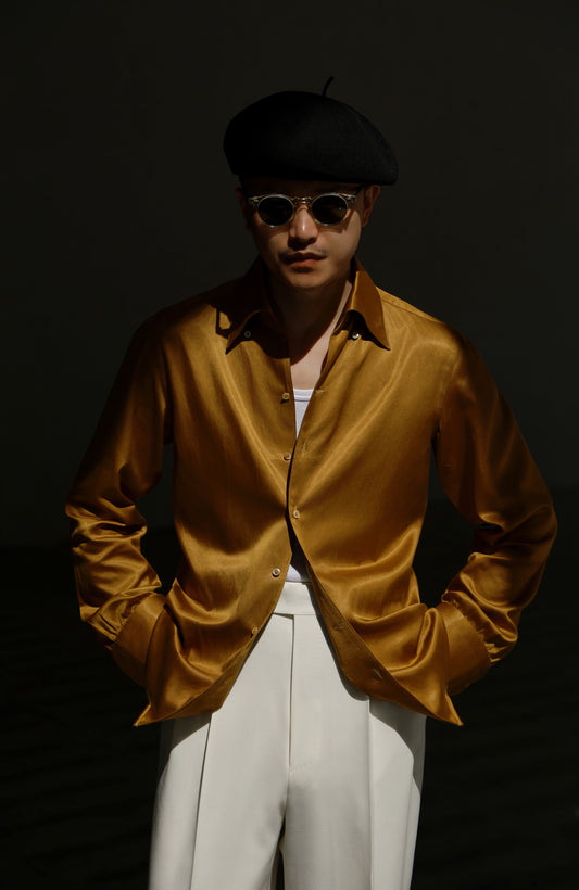 Handcrafted One-piece Collar Shirt — Floating golden