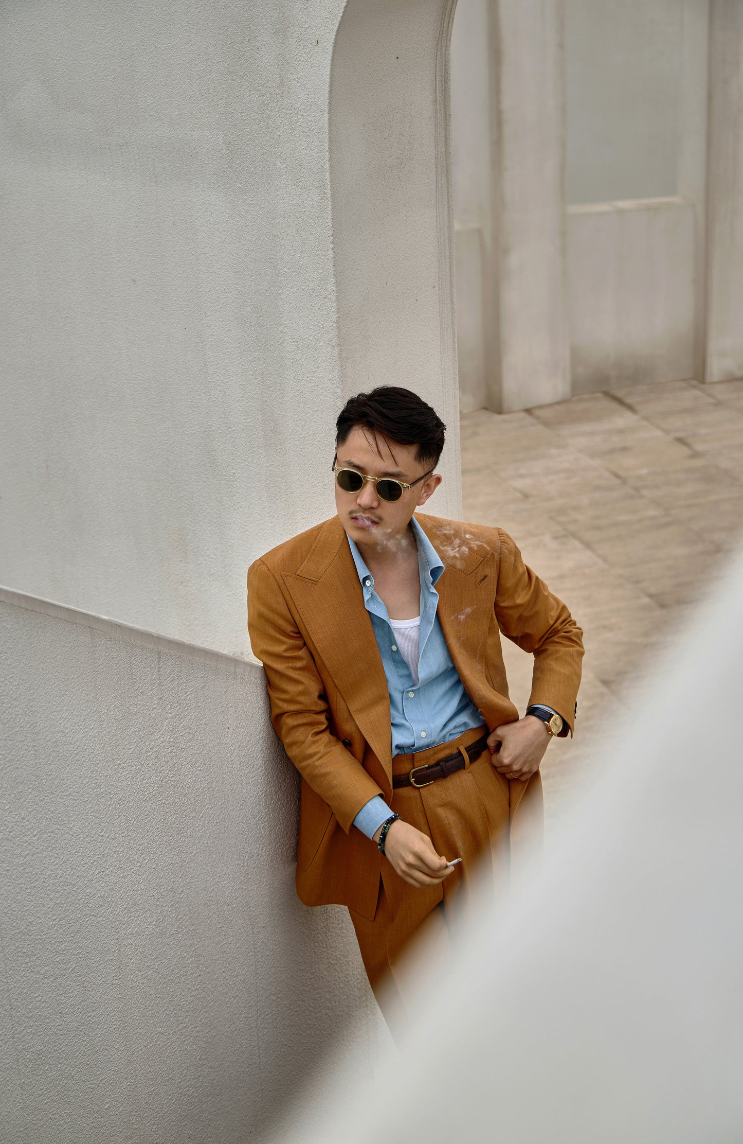 「Tuscan Dusk」Italian-style Peaked Lapel Merino Wool Suit Jacket