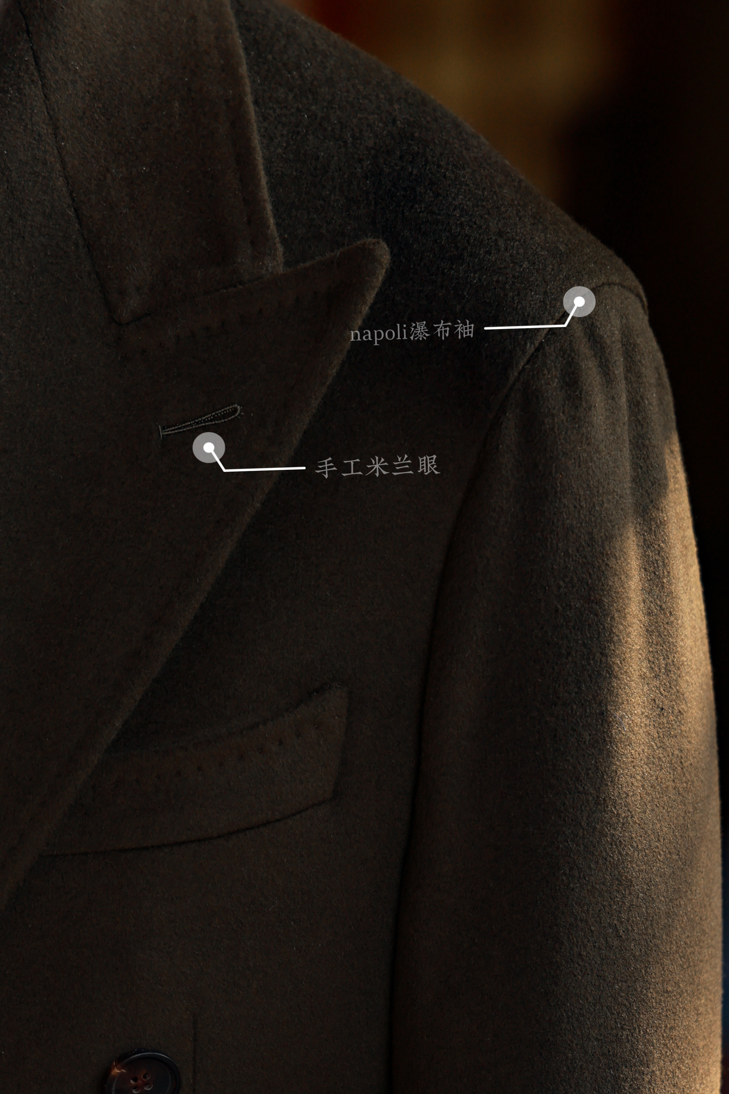 "Cedar Green" Peaked Lapel Polo Coat 