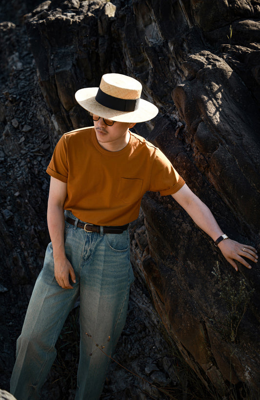 「Californian Dusk」Heavyweight combed cotton Crew Neck Unisex Short-Sleeve T-Shirt