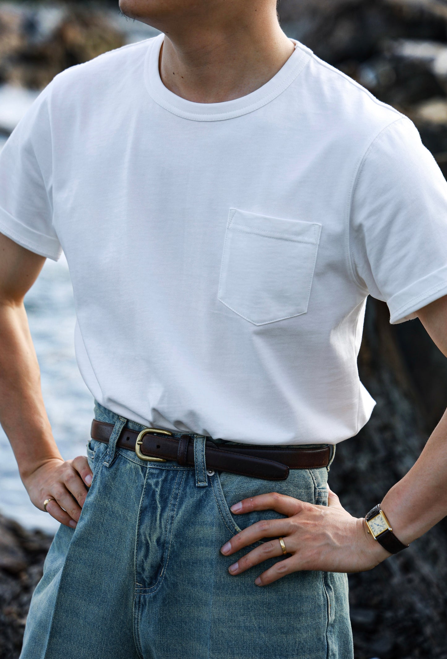 「Sea Salt White」Heavyweight combed cotton Crew Neck Unisex Short-Sleeve T-Shirt