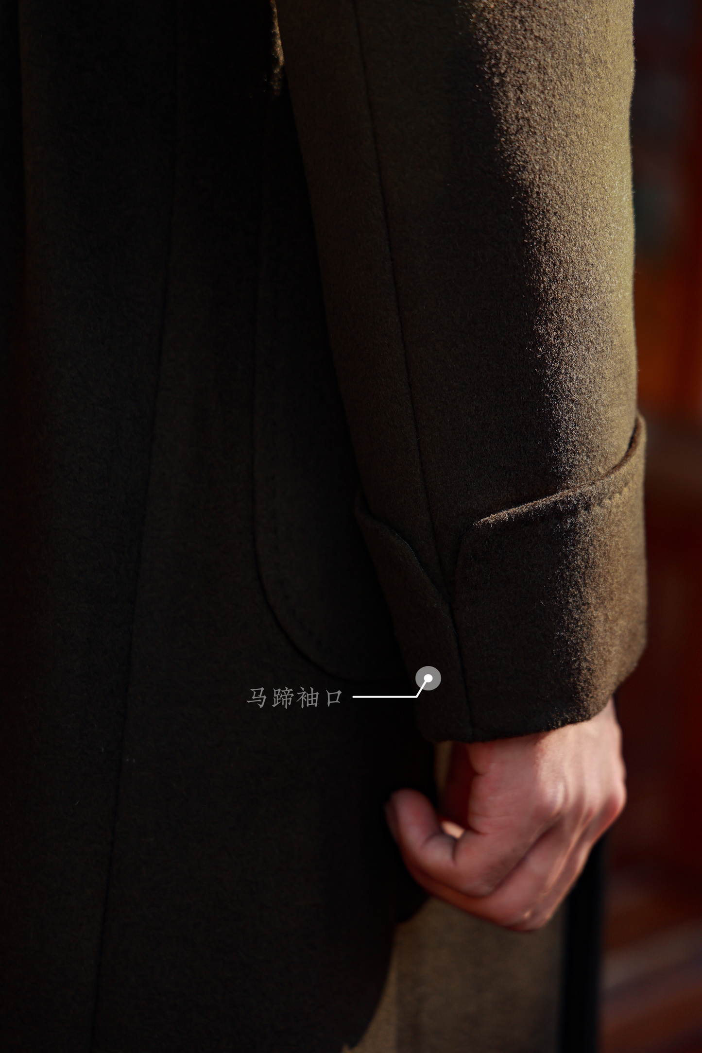 "Cedar Green" Peaked Lapel Polo Coat 