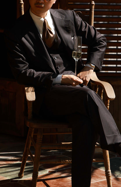 V-Neck Waistcoat in Pure Wool — Timeless Brown