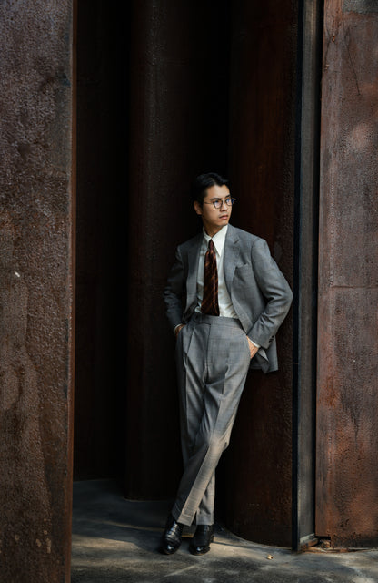 Half-Canvas Single-Breasted Suit Jacket — Grey Prince of Wales Check