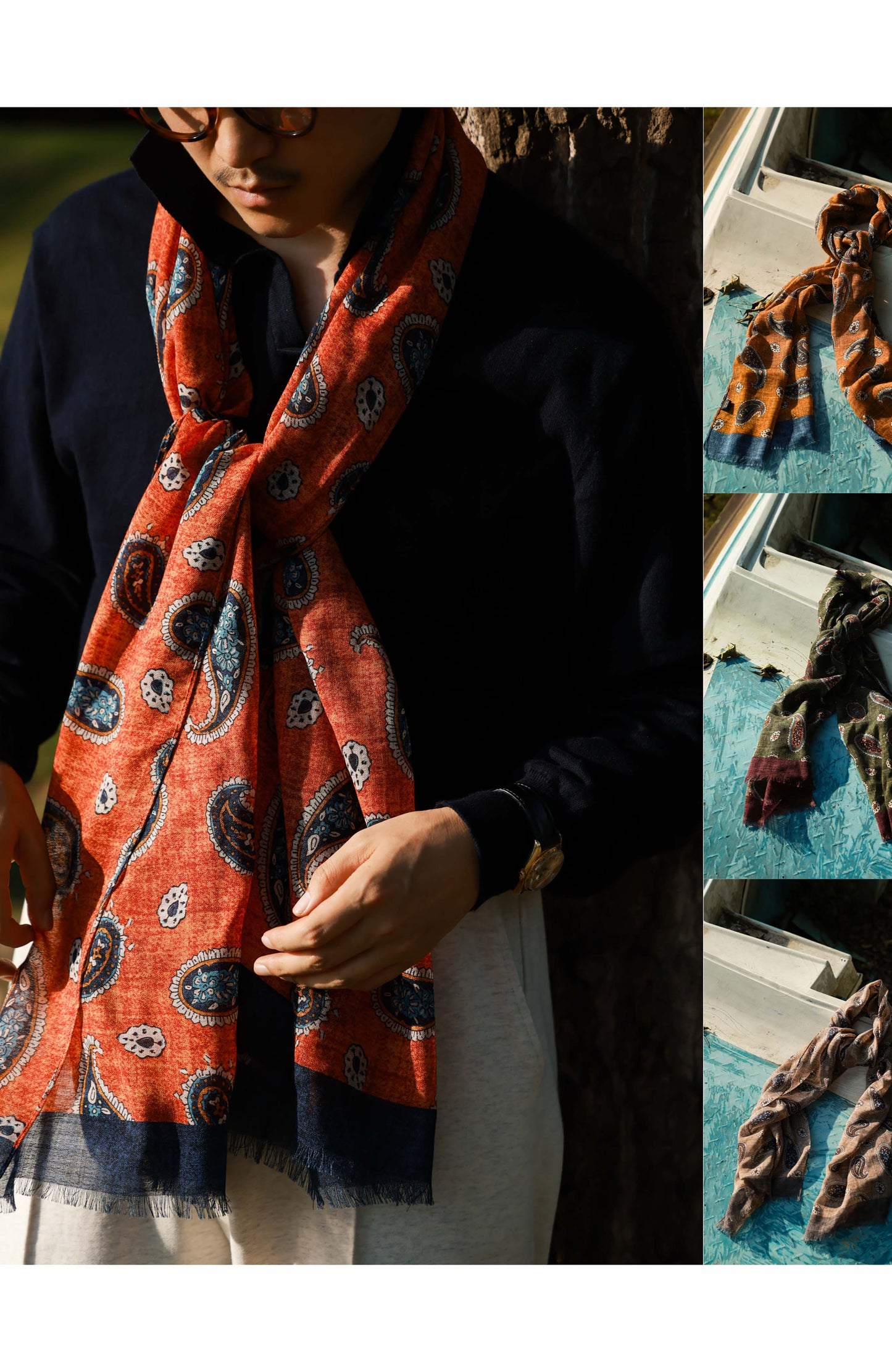 「Paisley」100% Merino Wool Shawl Scarf