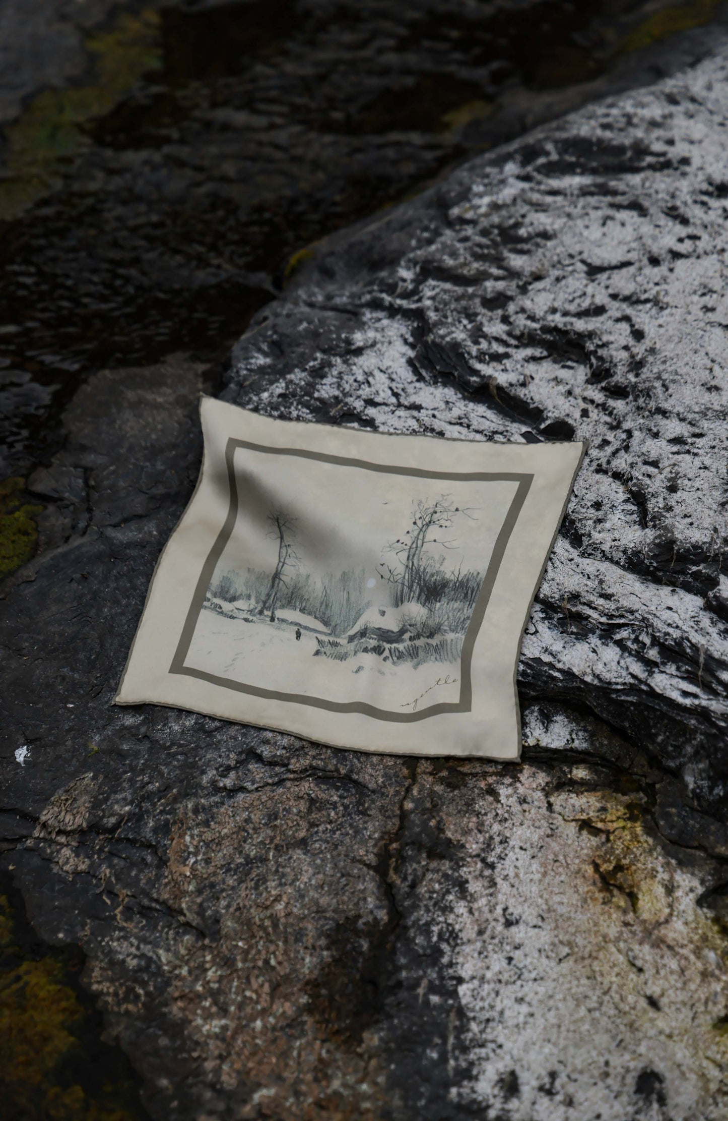 Silk Hand-Rolled Pocket Square — Winter Light