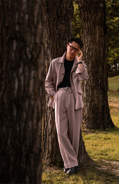 Heavyweight Linen French Five-Pocket Jacket — Terracotta Sand